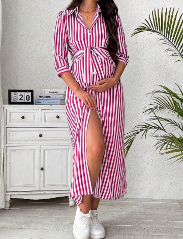 Rochie lunga SHEIN Maternity, magenta