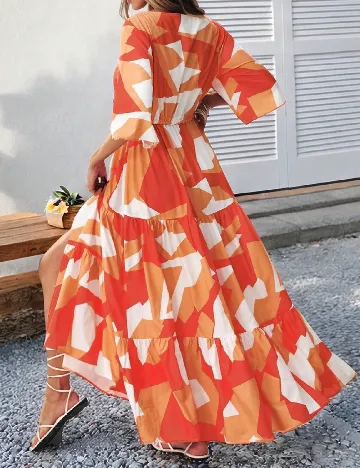 Rochie lunga SHEIN, portocaliu/alb