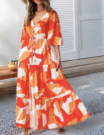 Rochie lunga SHEIN, portocaliu/alb