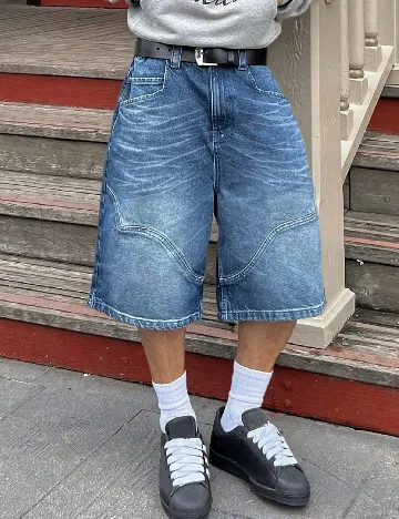 Pantaloni trei sferturi SHEIN, albastru