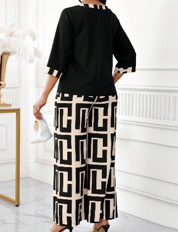 Compleu SHEIN CURVE, negru/crem