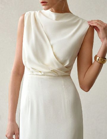 Rochie medie MOTF, ecru