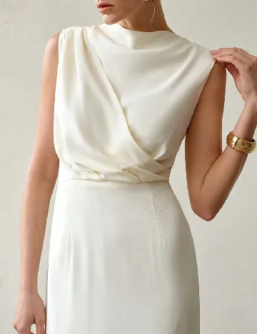 Rochie medie MOTF, ecru