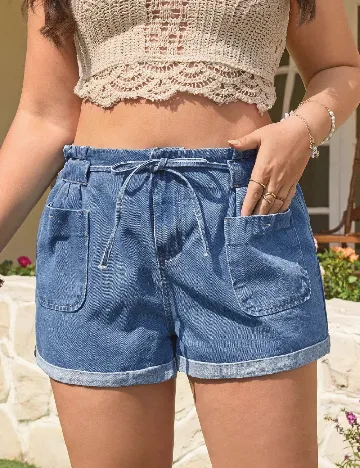 Pantaloni scurti SHEIN CURVE, albastru