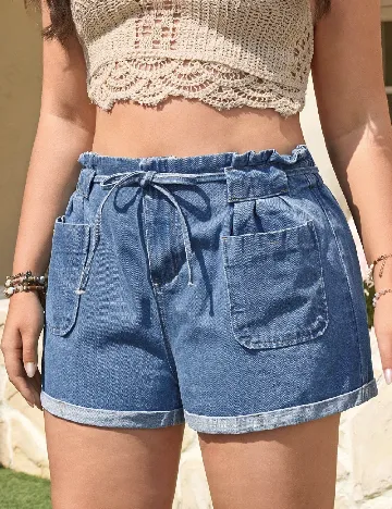 Pantaloni scurti SHEIN CURVE, albastru