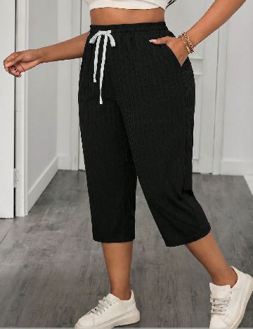 Pantaloni trei sferturi SHEIN CURVE, negru