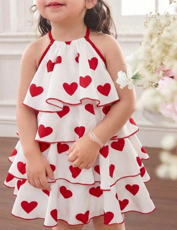 Rochie Shein Kids, alb/rosu