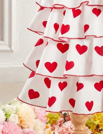 Rochie Shein Kids, alb/rosu