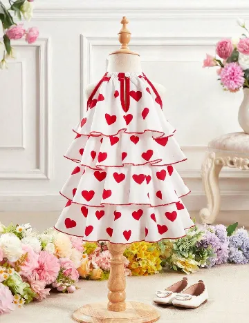 Rochie Shein Kids, alb/rosu