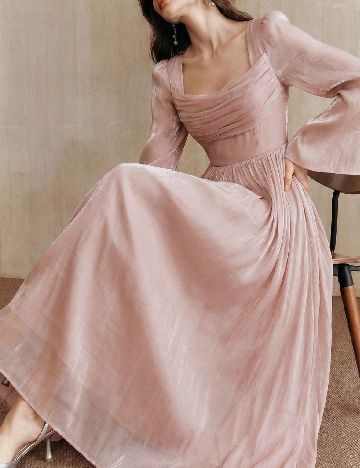 Rochie lunga Anewsta, roz
