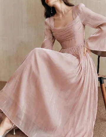 Rochie lunga Anewsta, roz