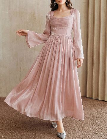 Rochie lunga Anewsta, roz
