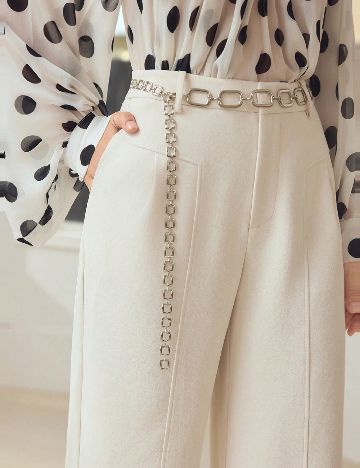 Pantaloni MOTF, ecru
