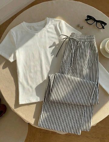 Compleu SHEIN CURVE, alb/negru