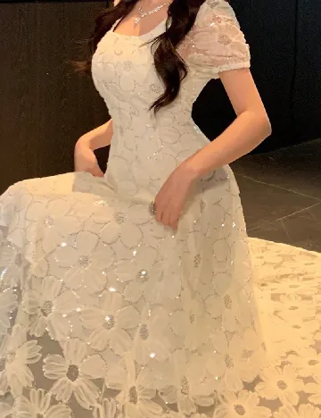 Rochie lunga Dazy, ecru