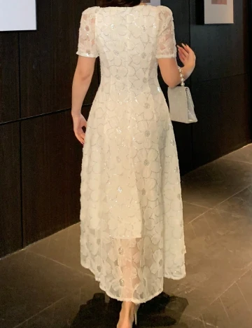 Rochie lunga Dazy, ecru