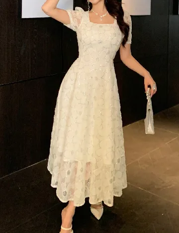 Rochie lunga Dazy, ecru