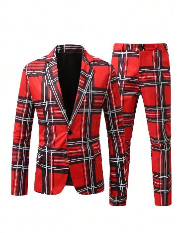 Costum SHEIN Plus Size Men, rosu