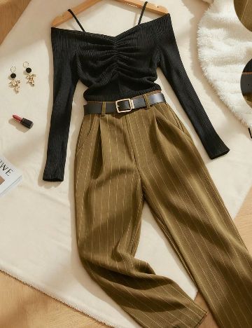 Compleu SHEIN, negru/verde