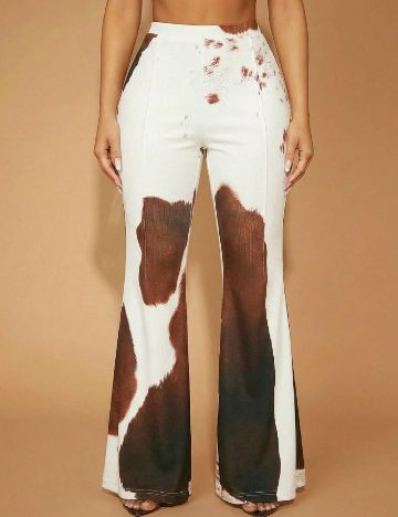 Pantaloni SHEIN CURVE, alb/maro