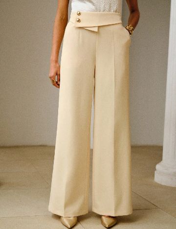 Pantaloni Zeylah, crem