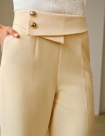 Pantaloni Zeylah, crem