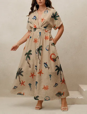 Rochie lunga SHEIN CURVE, maro