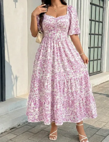 Rochie lunga SHEIN CURVE, alb/roz