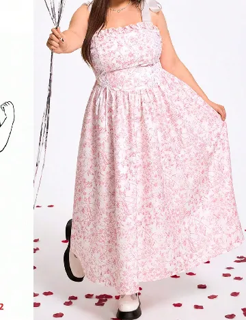 Rochie lunga SHEIN CURVE, alb/roz