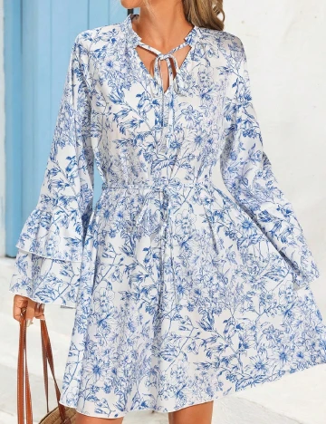 Rochie scurta SHEIN, alb/albastru