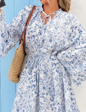 Rochie scurta SHEIN, alb/albastru