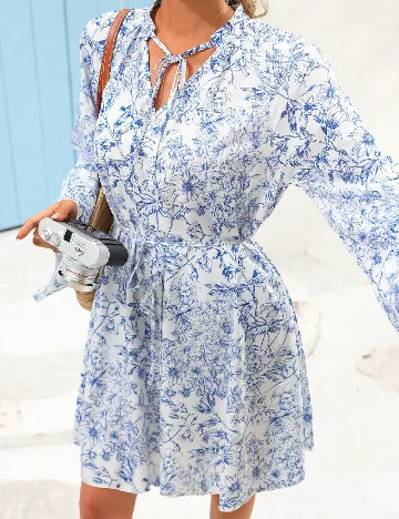 Rochie scurta SHEIN, alb/albastru