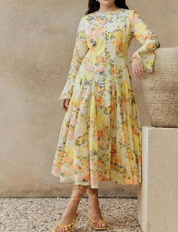 Rochie medie Anewsta Curve, floral print