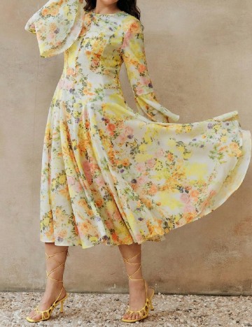 Rochie medie Anewsta Curve, floral print