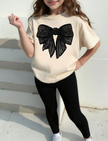 Compleu Shein Kids, crem/negru
