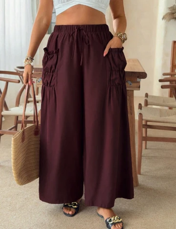Pantaloni SHEIN CURVE, grena