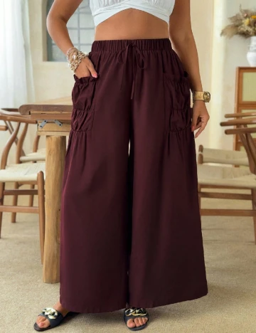 Pantaloni SHEIN CURVE, grena