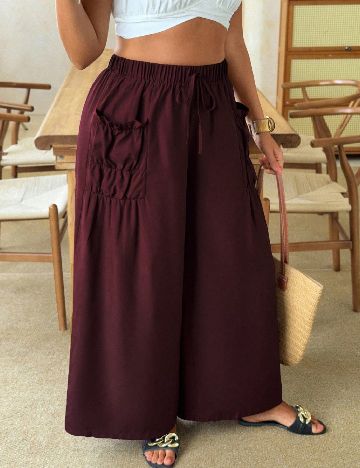 Pantaloni SHEIN CURVE, grena