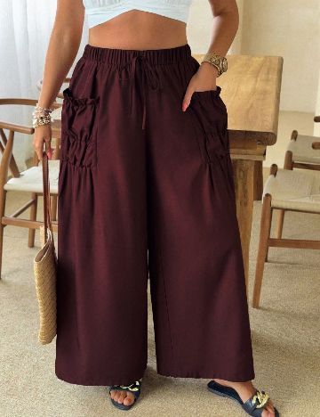 Pantaloni SHEIN CURVE, grena