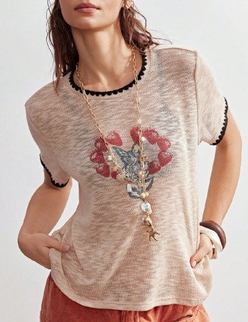 Tricou SHEIN, crem