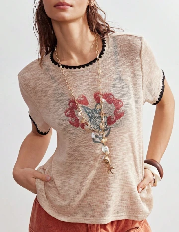 Tricou SHEIN, crem