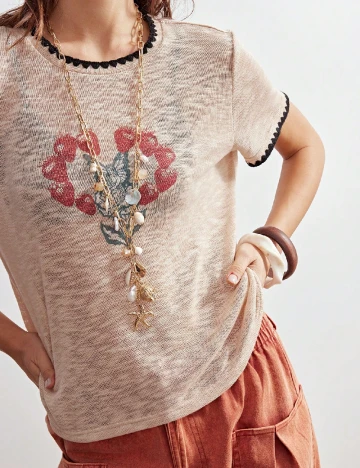 Tricou SHEIN, crem