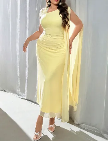 Rochie medie SHEIN CURVE, galben deschis