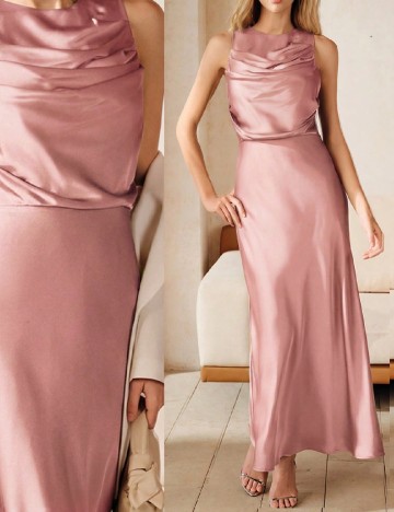 Rochie lunga Anewsta, roz
