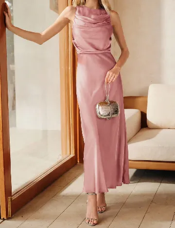 Rochie lunga Anewsta, roz