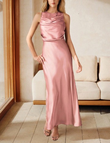 Rochie lunga Anewsta, roz