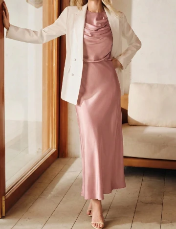 Rochie lunga Anewsta, roz