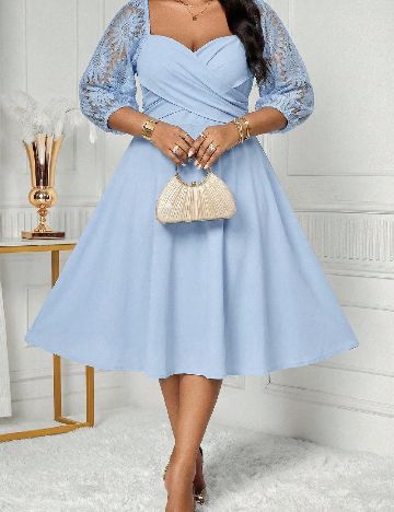 Rochie medie SHEIN CURVE, albastru