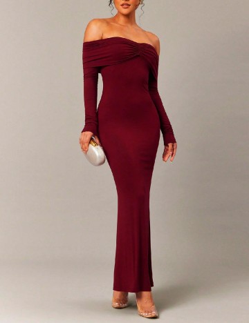 Rochie lunga Silquee, visiniu