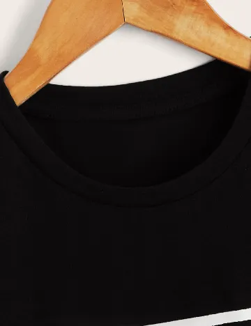 Tricou Shein Kids, negru/alb